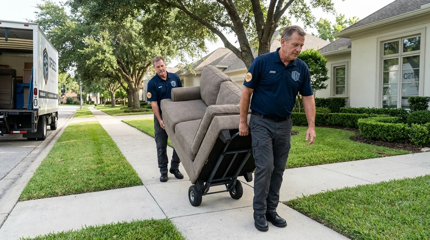 Local residential moving crew loading furniture in Lincoln, ME